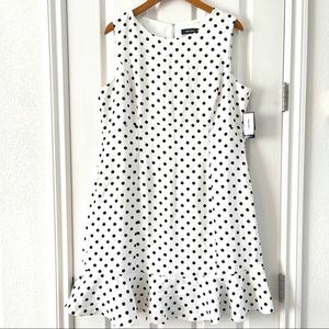 Nine West Sleeveless Flounce Hem Polka Dot Dress